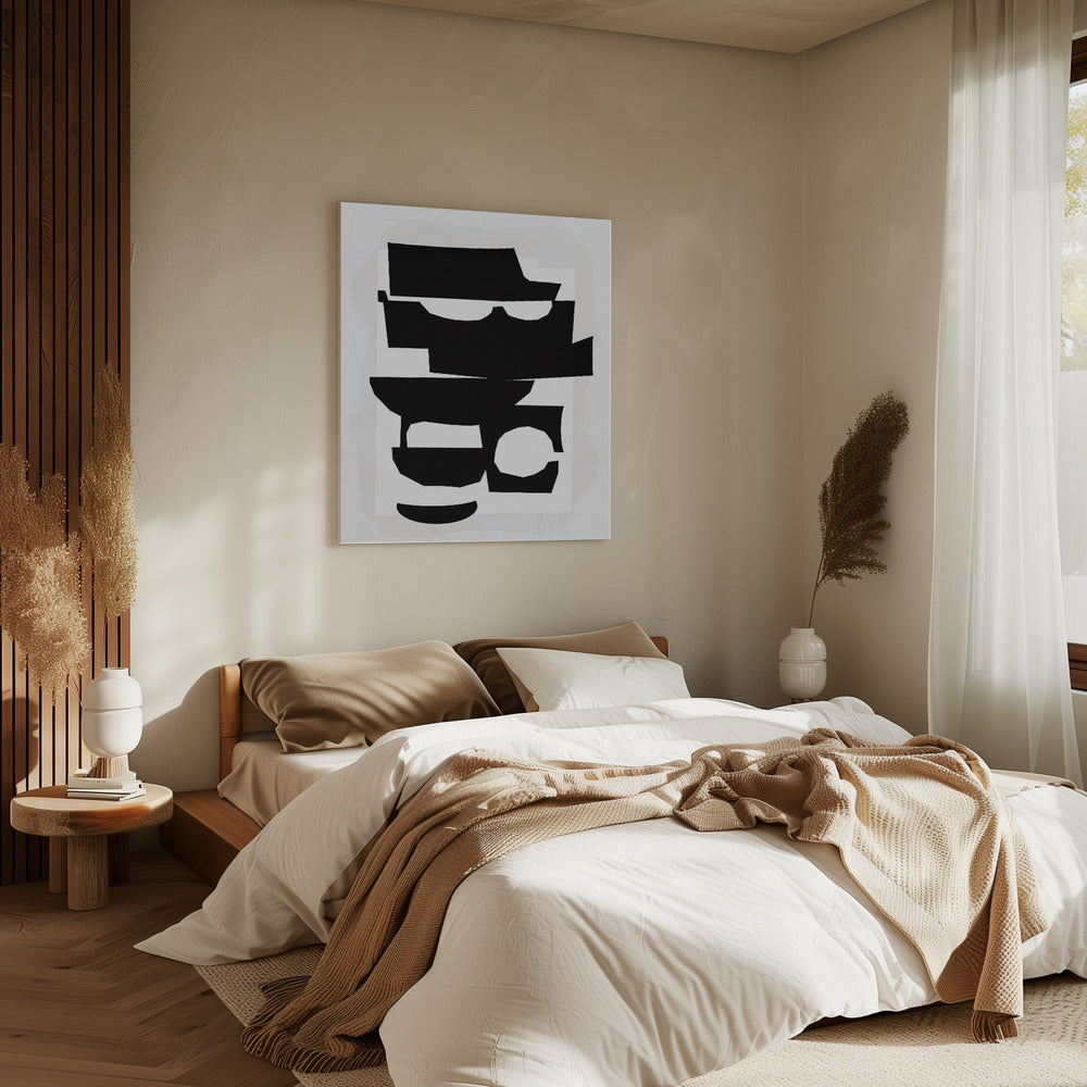 Zwart-witte uitgesneden vormen 1 | Canvas