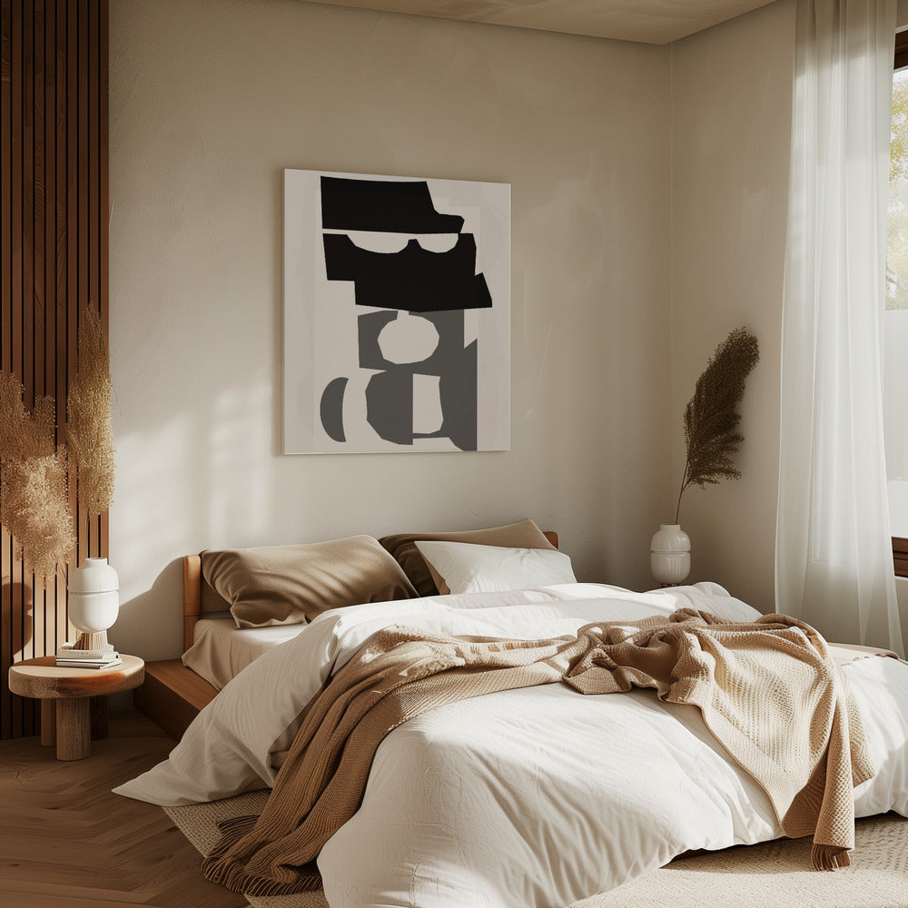 Zwart-witte uitgesneden vormen 2 | Canvas