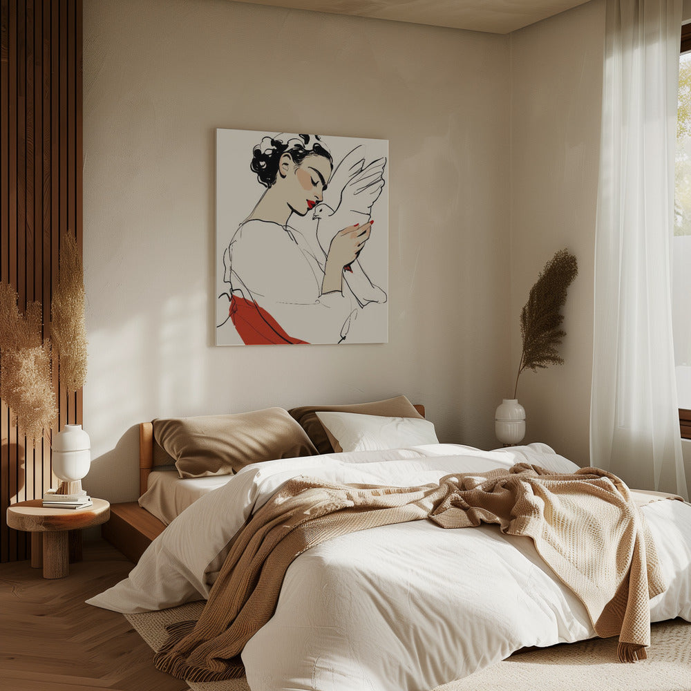 Duif Omhelzing | Canvas