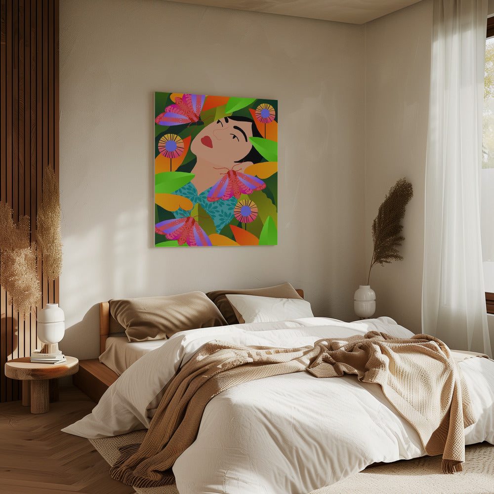 Meisje met haar planten | Canvas