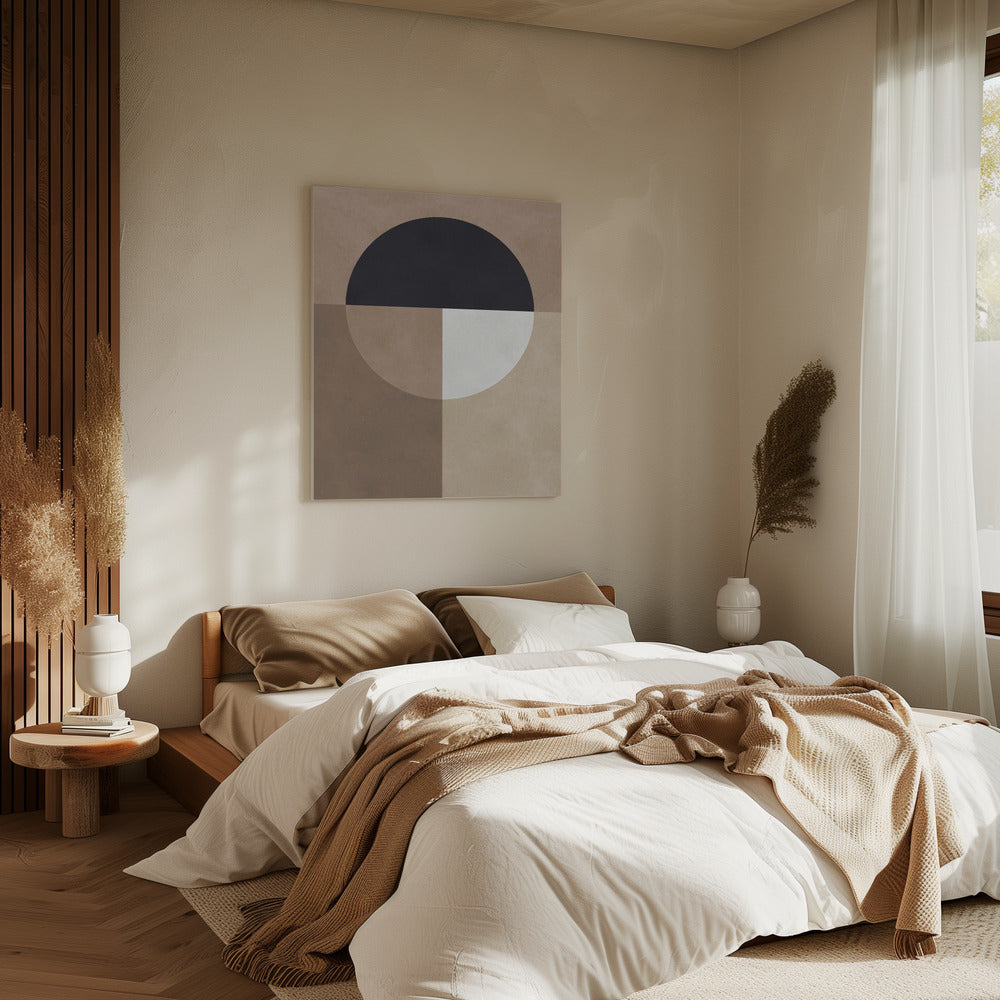 Bruine geometrie 7 | Canvas
