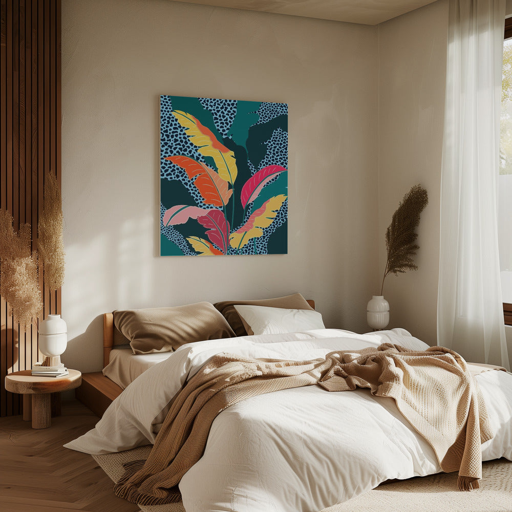 Blauwgroen &amp; Mandarijn | Canvas