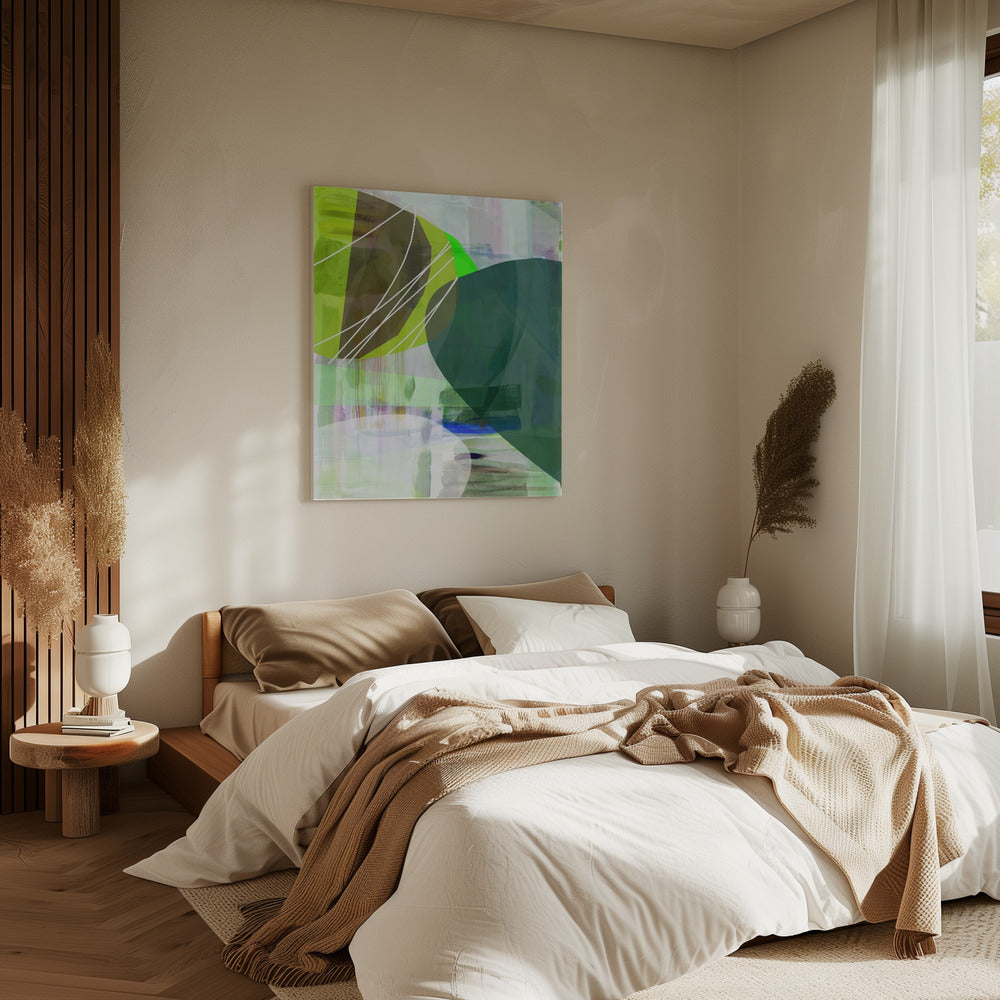Abstracte groene vormen 2 | Canvas