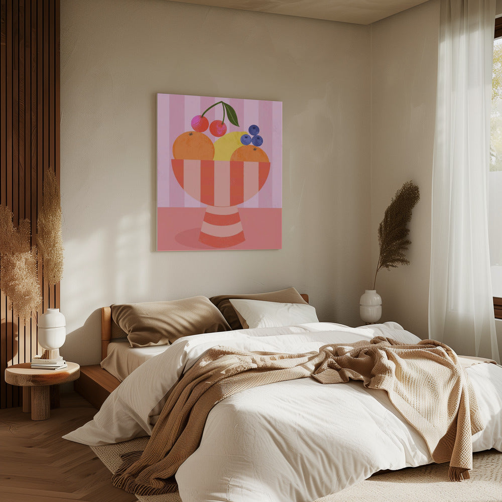 Fruit in gestreepte schaal | Canvas
