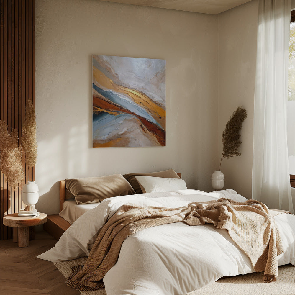Gouden Horizon Golven | Canvas