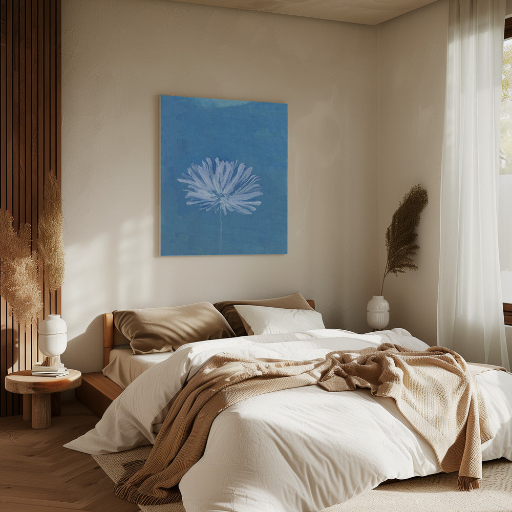 White Flower On Blue Background | Canvas