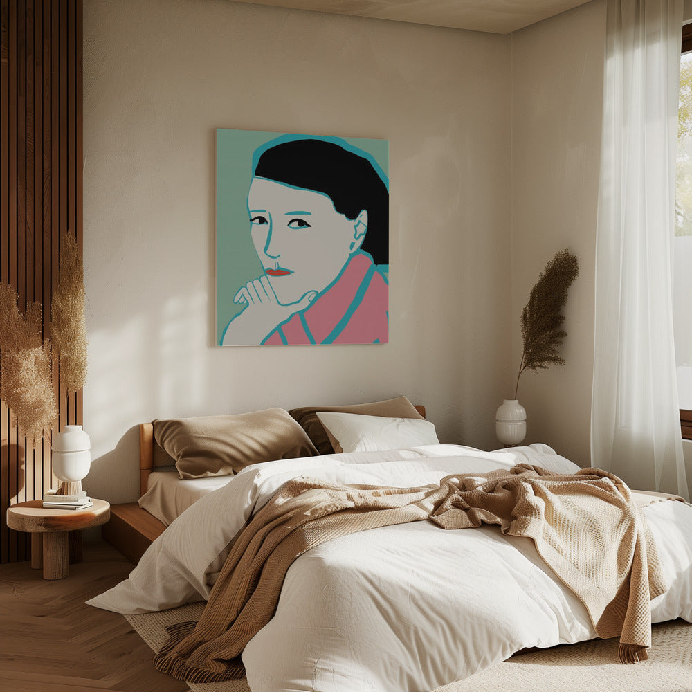 Vrouw kijkt | Canvas