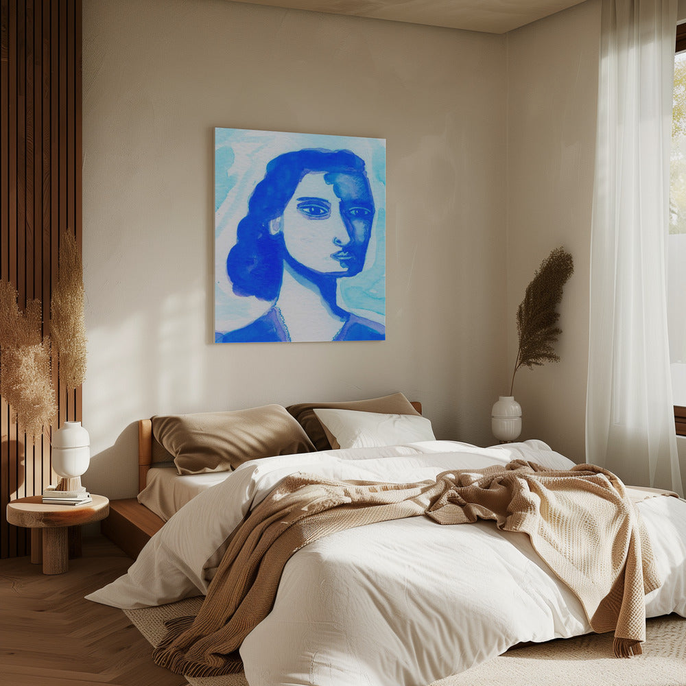 De diepe denker blauw | Canvas