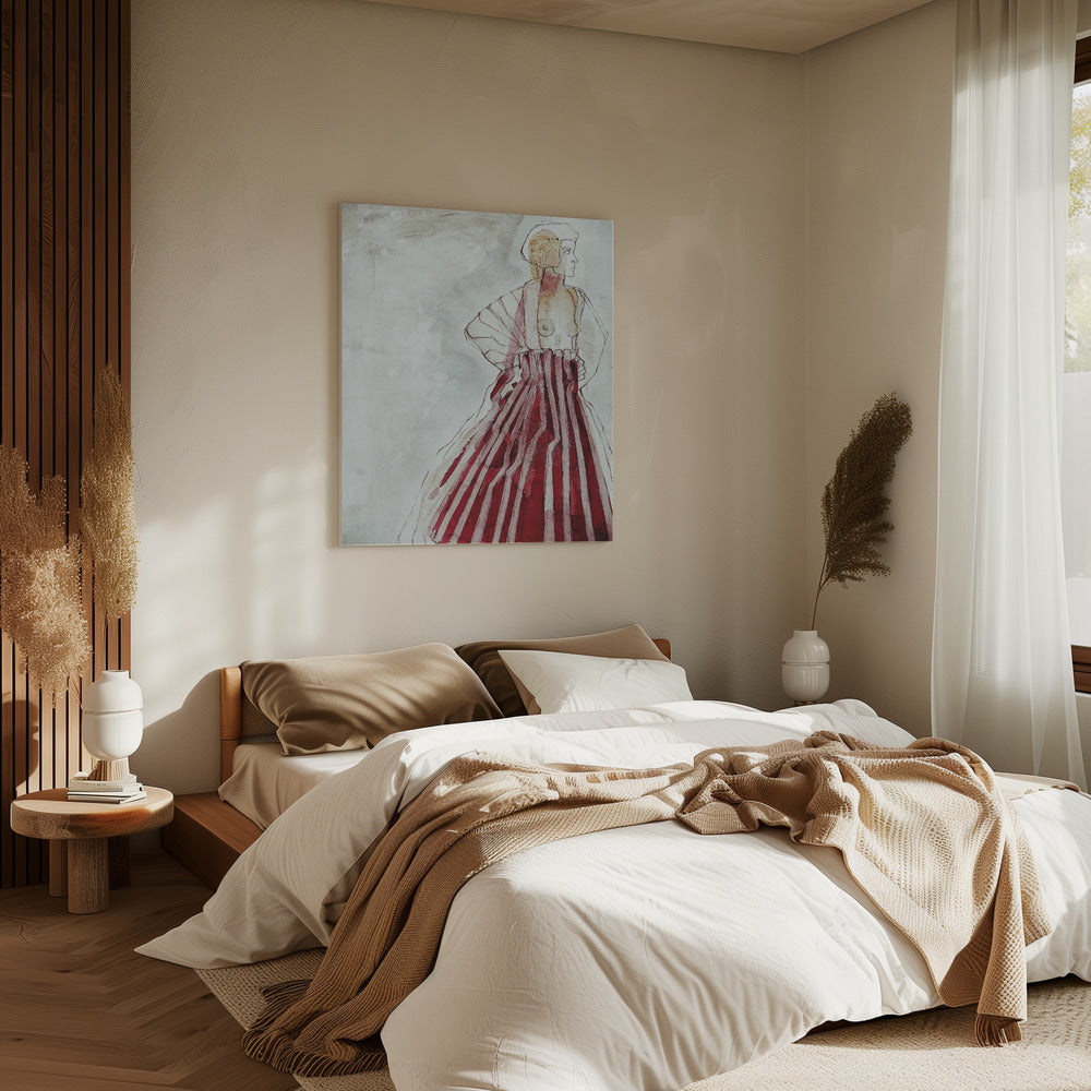 Vrouw in het rood | Canvas