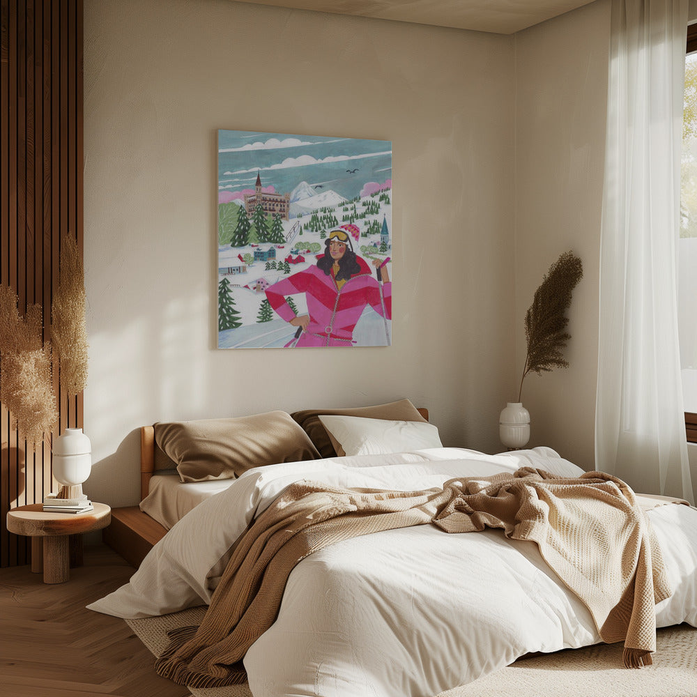Winter Scene Woman Skiing | Canvas