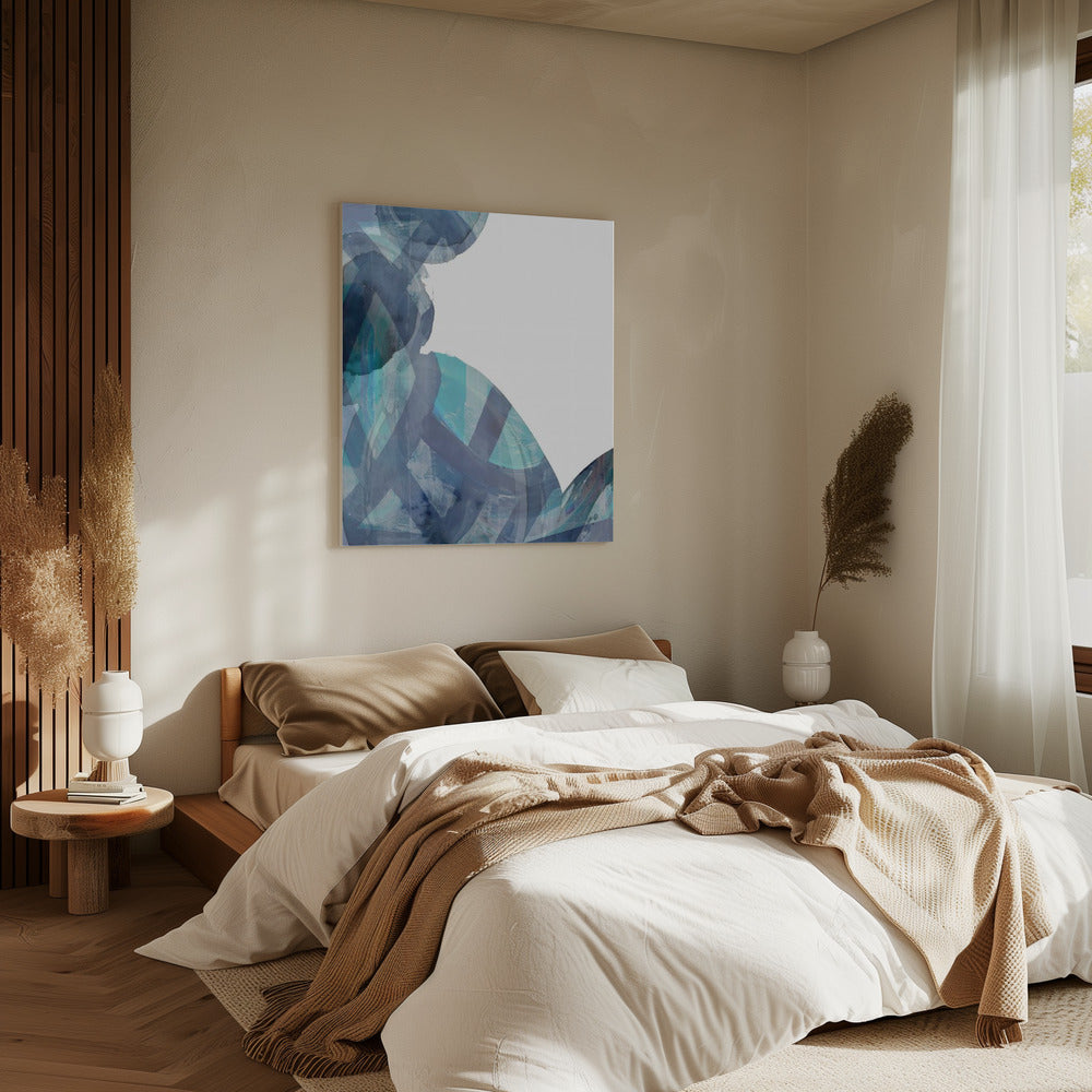 Blauwe abstracte wervelingen 1 | Canvas