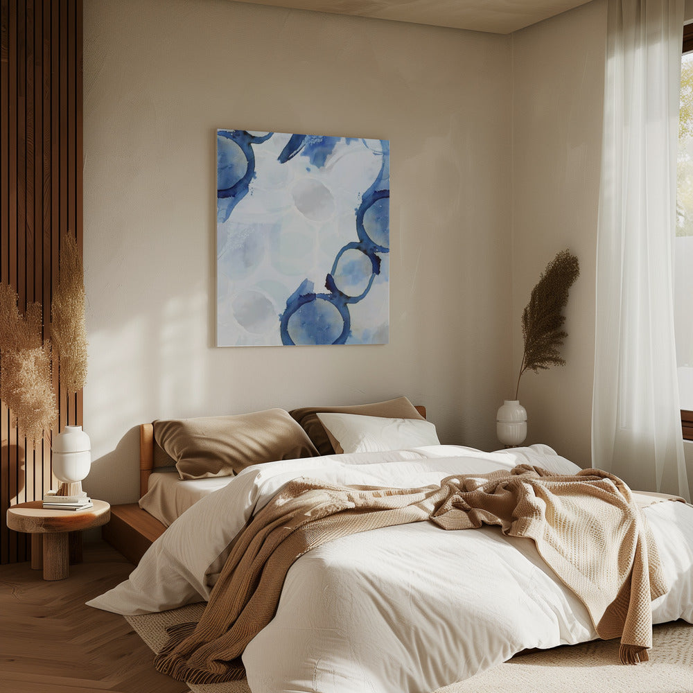 Blauwe abstracte wervelingen 3 | Canvas