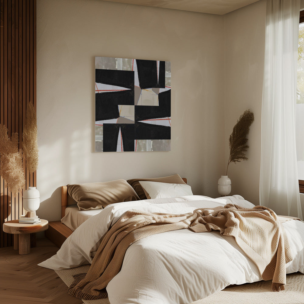 Abstracte zwarte puzzel 1 | Canvas