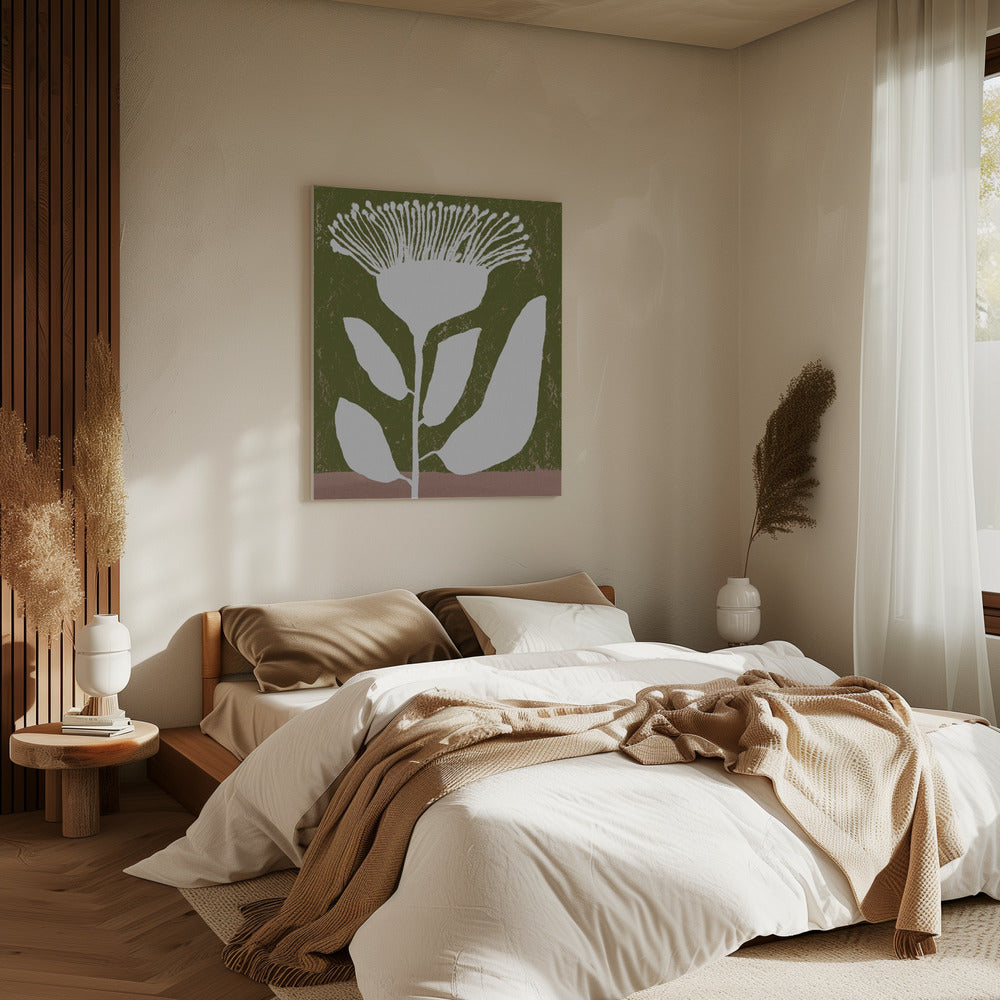 Botanisch ontwerp van een bloem tegen | Canvas