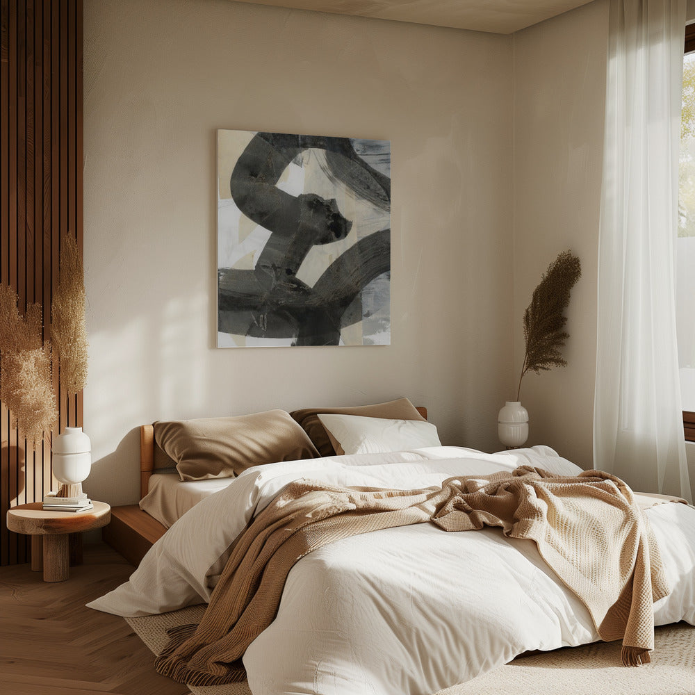 Abstract Gehamerd Zwart Neutraal 1 | Canvas
