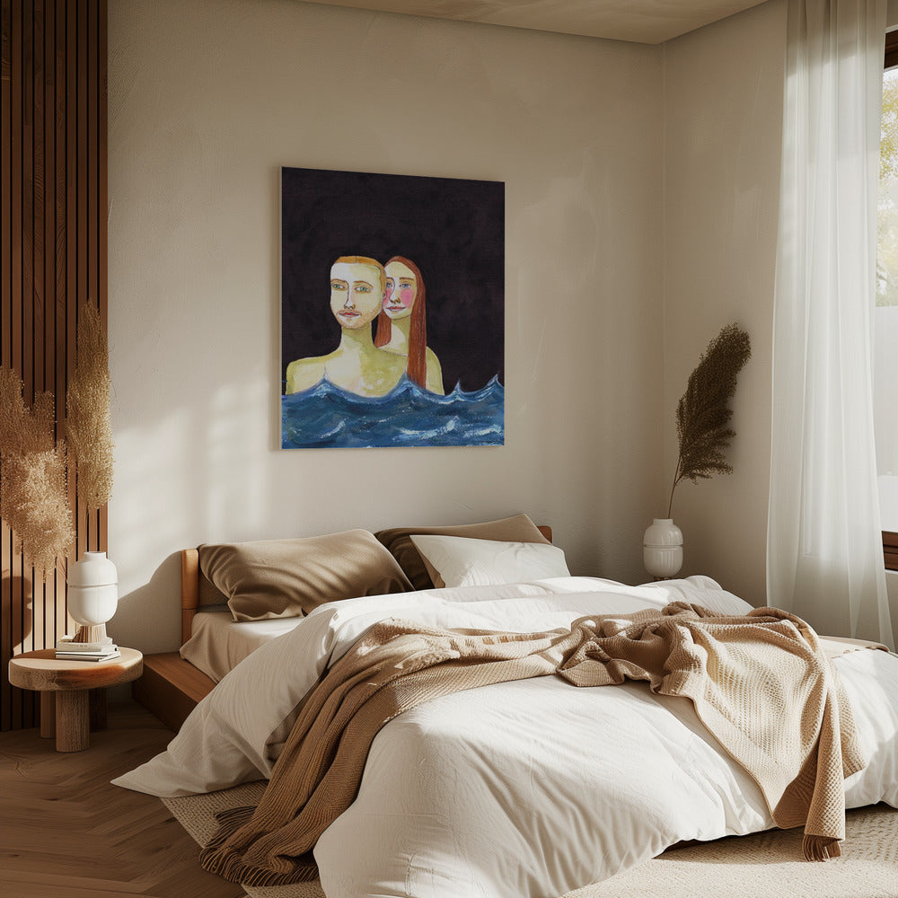Het zwemmende paar | Canvas