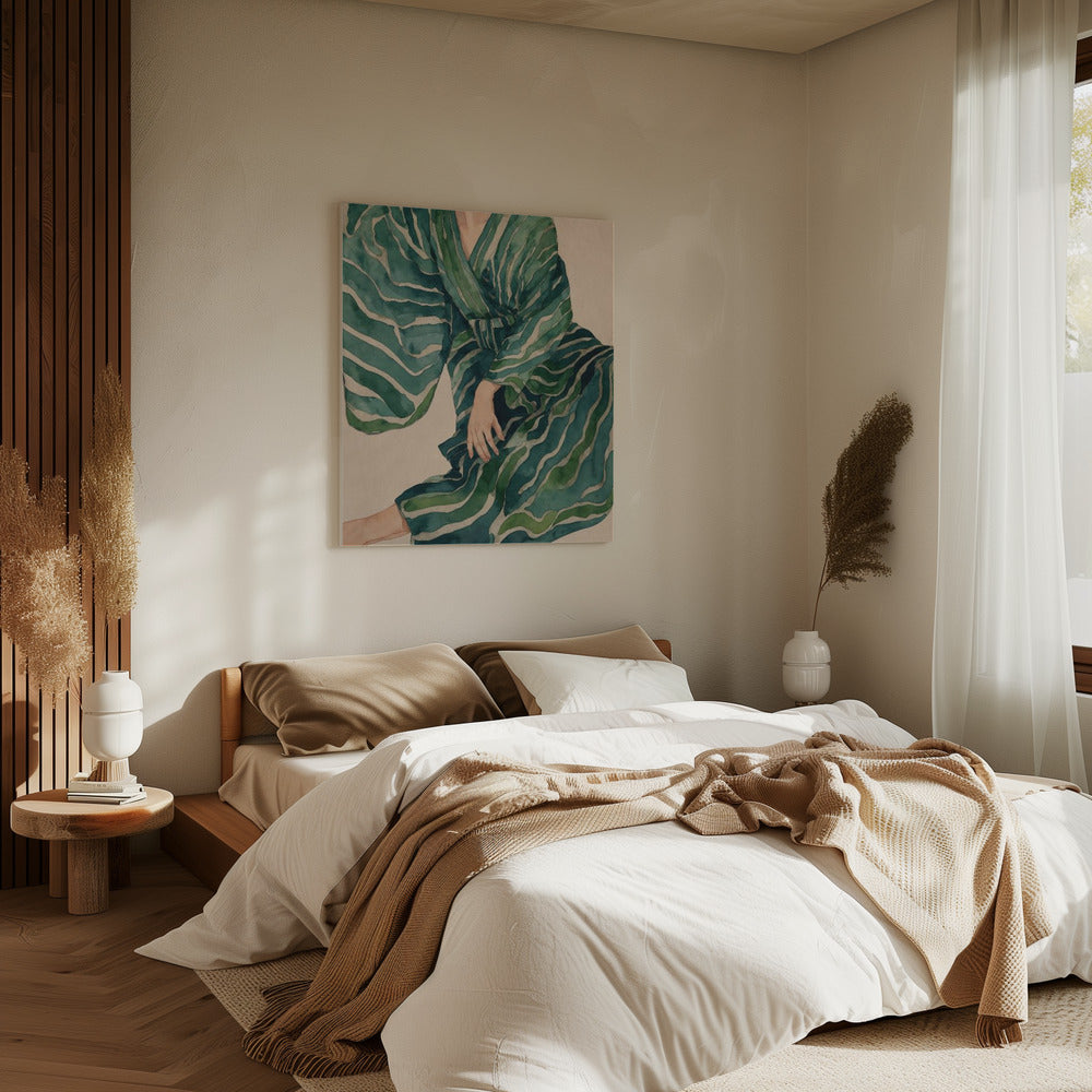 Groene Kimono Flow | Canvas