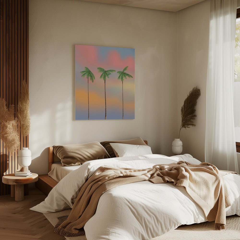 Drie hoge palmbomen | Canvas