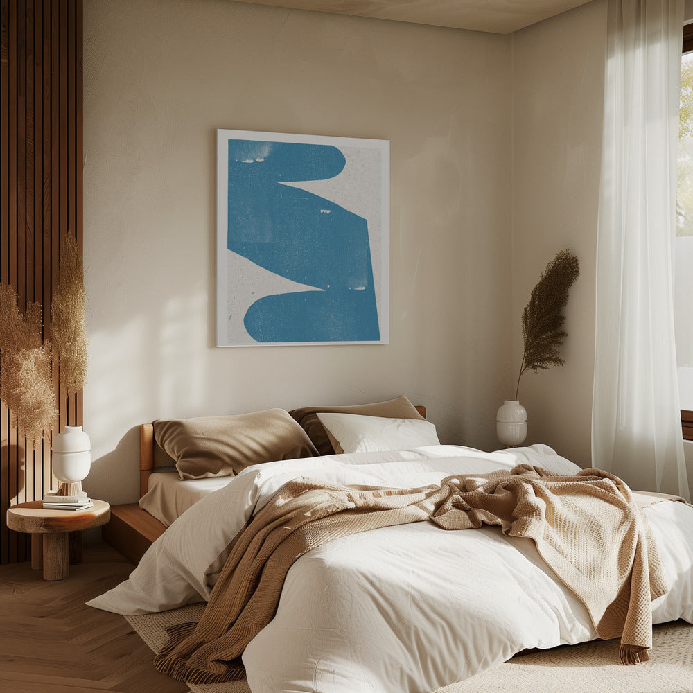 Blauwe abstracte curve | Canvas
