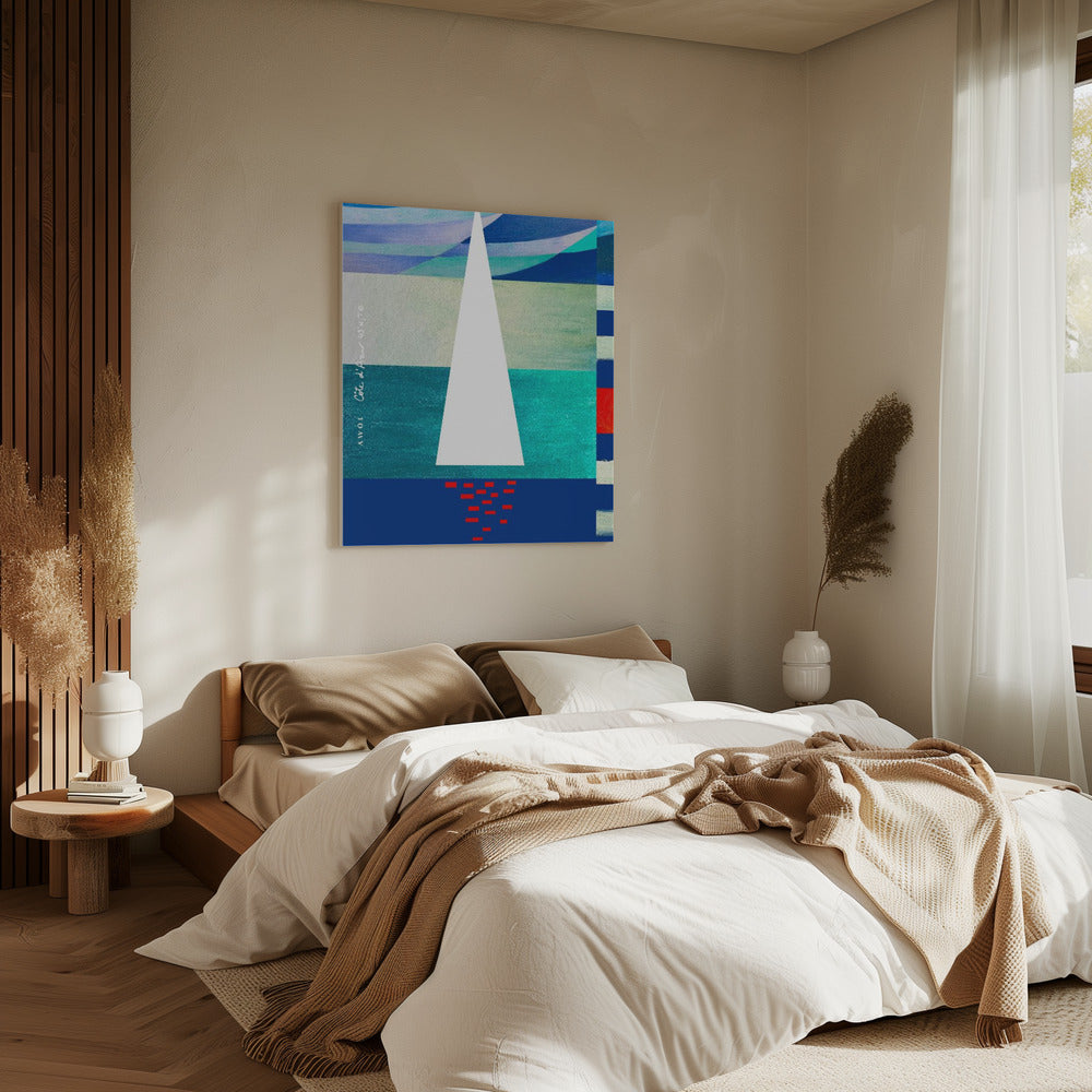 Abstract Sailboat On The French Riviera, Colourful Côte d&#039;Azur Art Print | Canvas