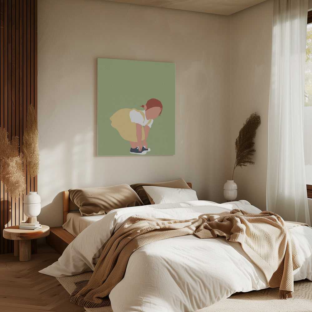 Lilou - Silhouet van een roodharig meisje | Canvas