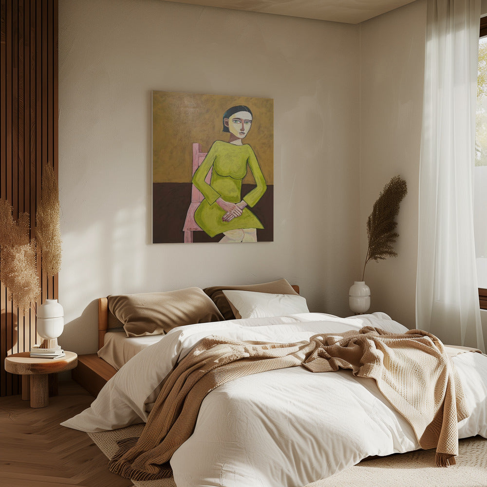 De goede luisteraar, zittend op een stoel | Canvas