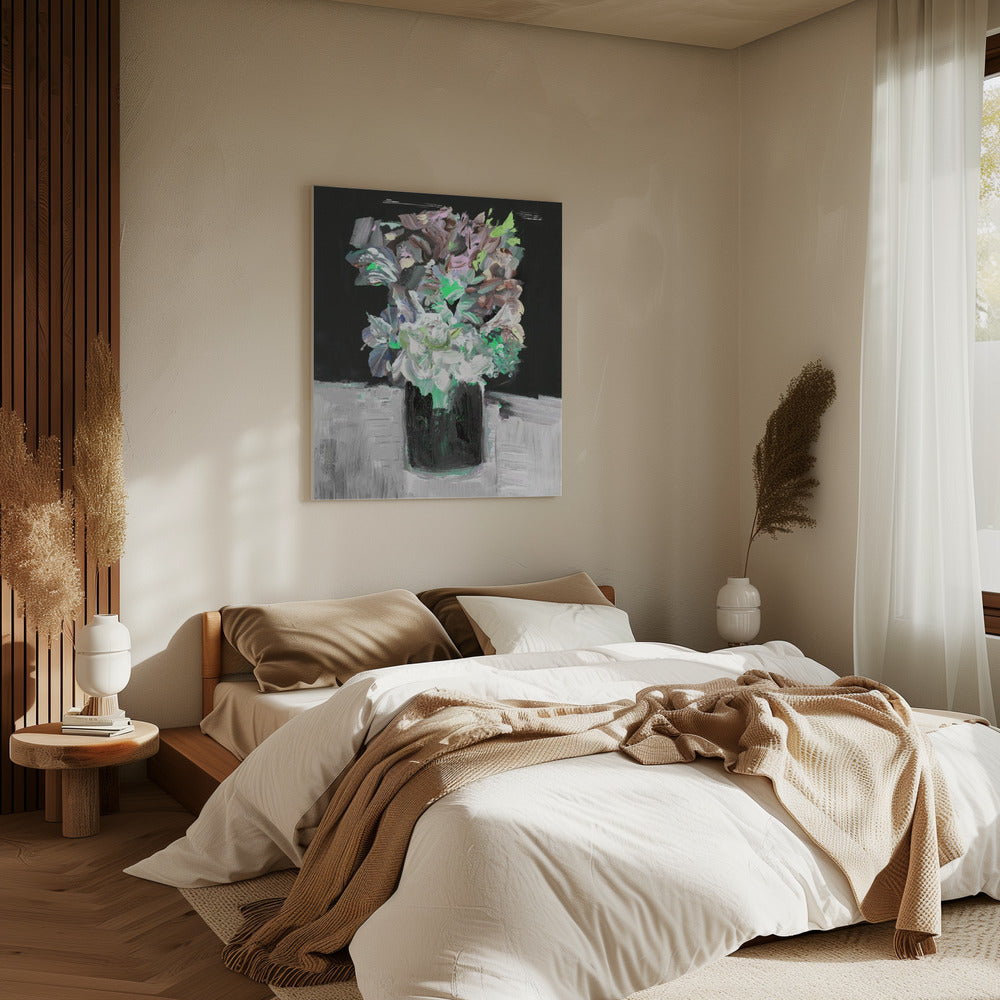 Kleurrijke bloem met vaas | Canvas