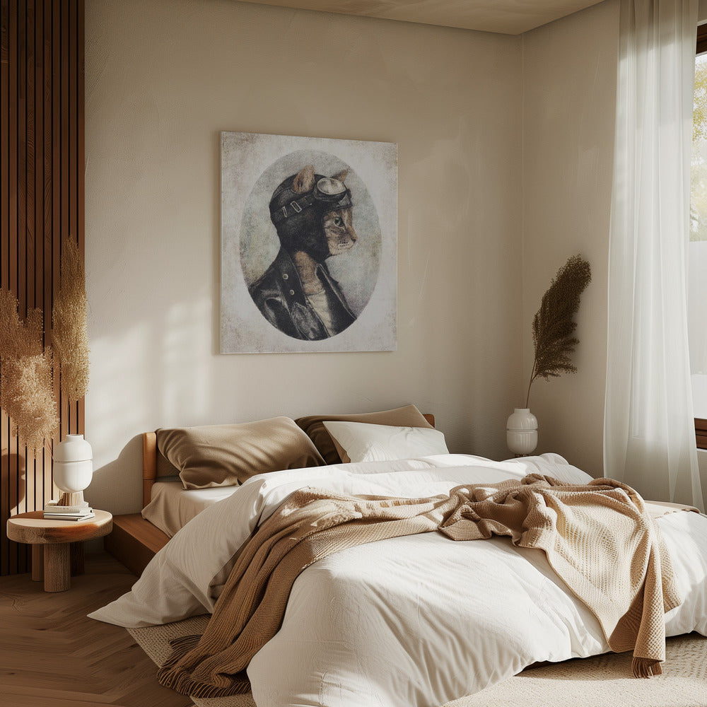 Stijlvolle kat in leren jas | Canvas