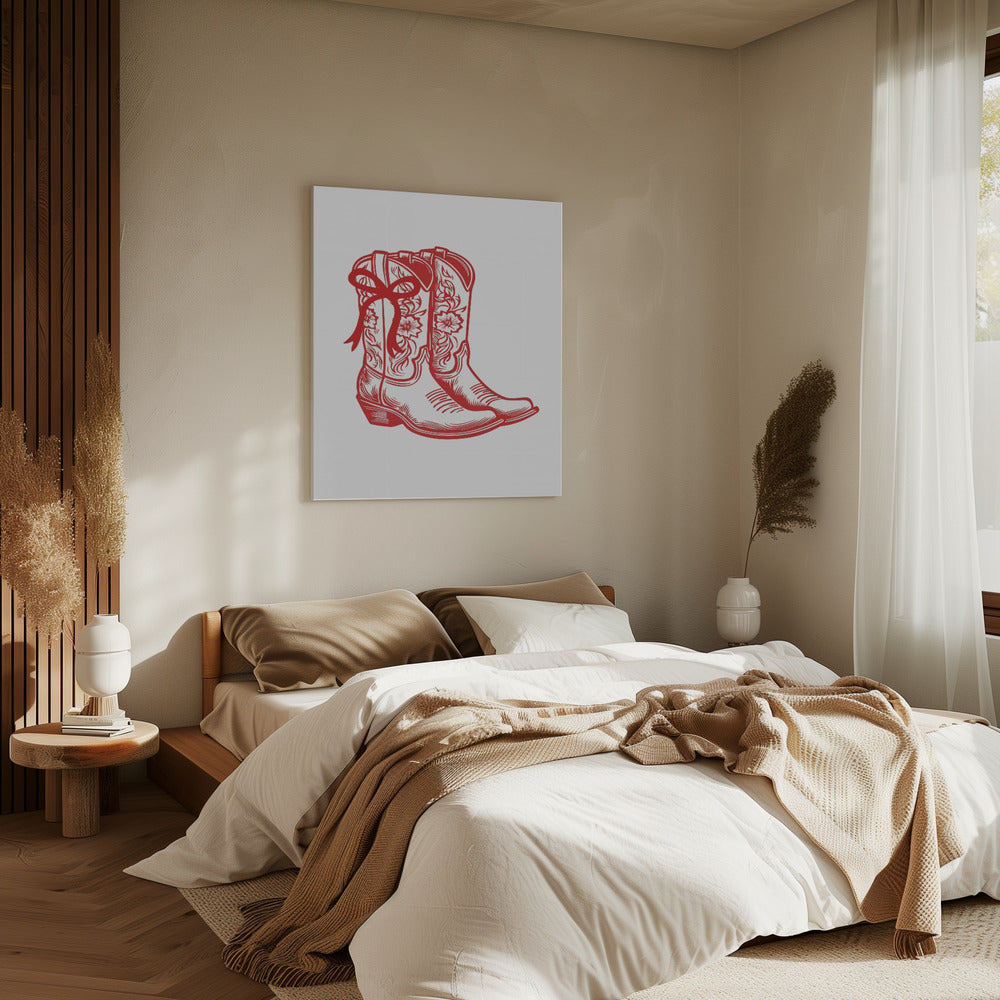 Rode cowgirllaarzen met strik | Canvas