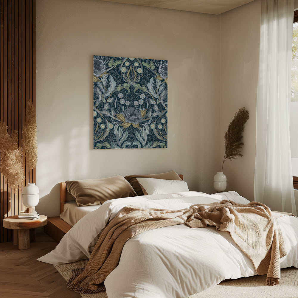 Floral Heritage Morris moonshine blauw patroon | Canvas