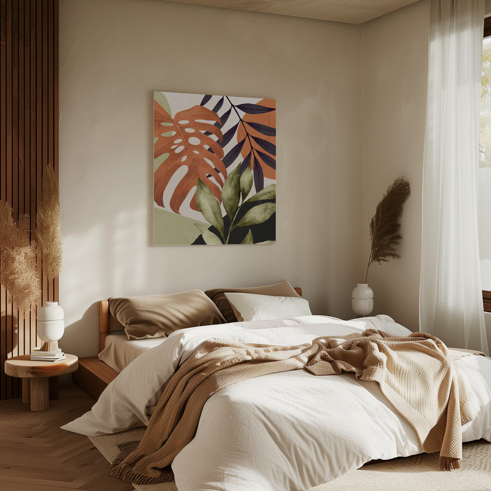 Abstracte kunst tropische bladeren | Canvas