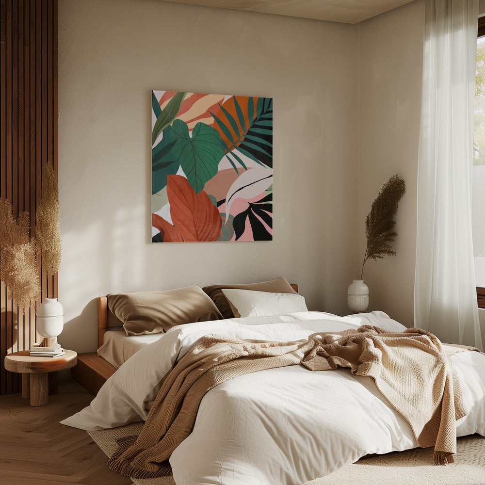 Abstracte kunst tropische bladeren | Canvas