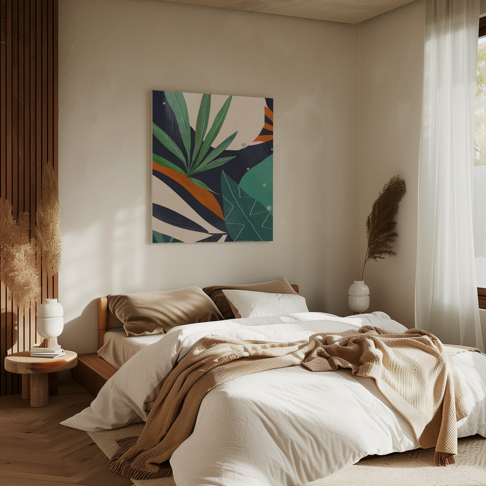 Abstracte kunst tropische bladeren | Canvas