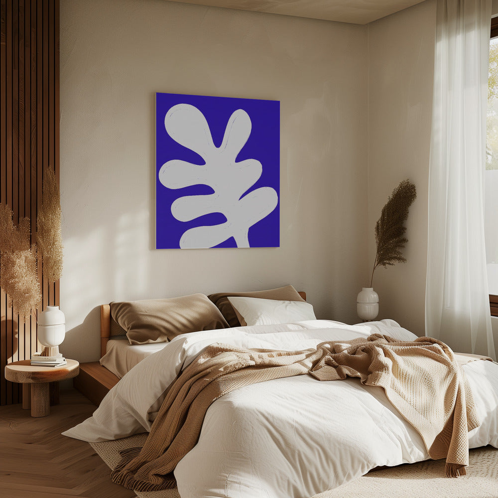 Blad op blauw canvas | Canvas