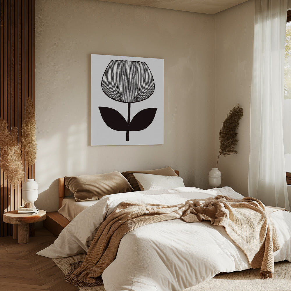 Monochroom Bloesem | Canvas
