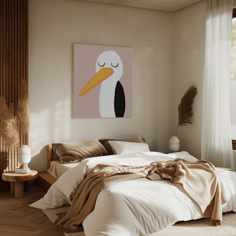 Vreedzame ooievaar met gesloten ogen | Canvas
