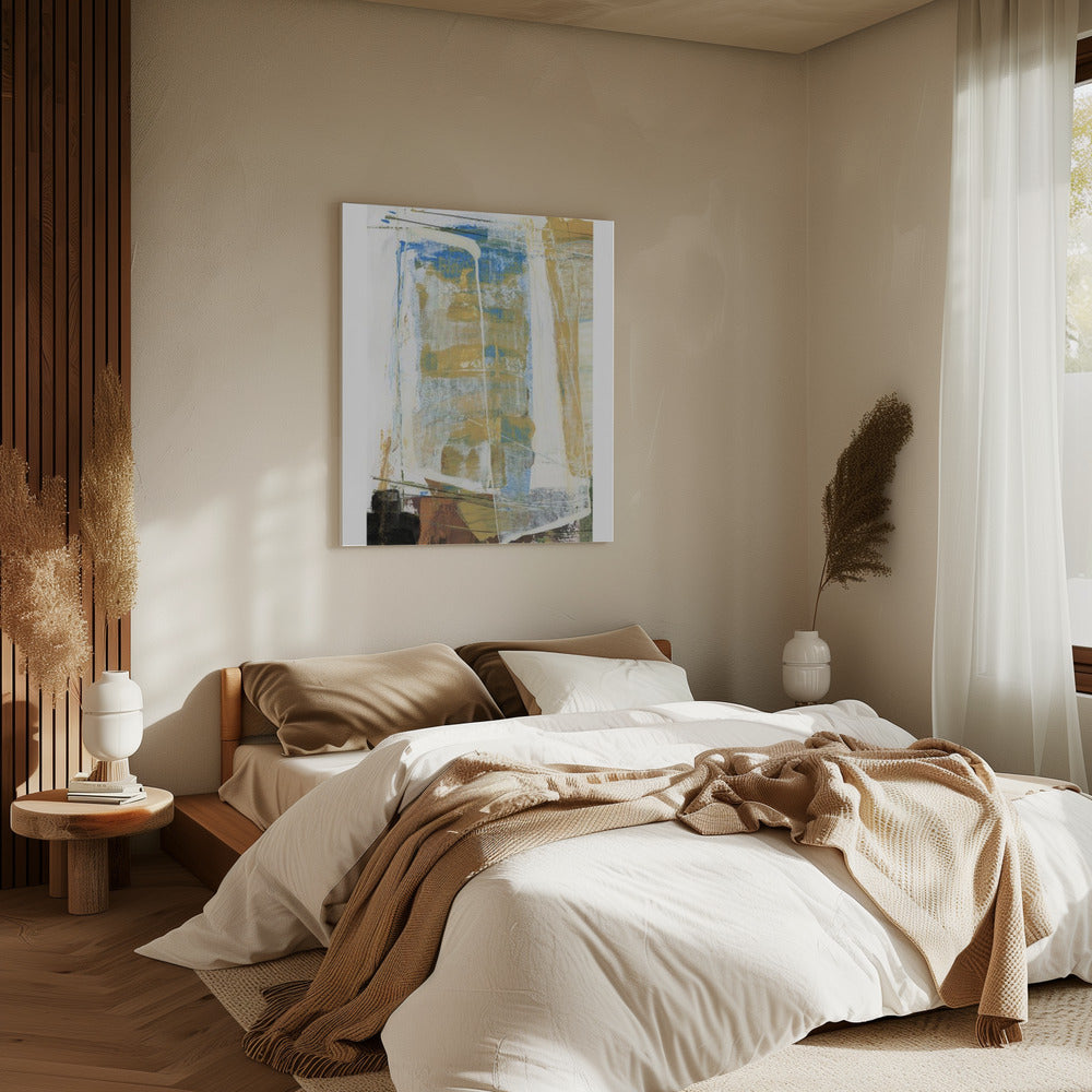 Aardse tinten en levendige blauwtinten | Canvas