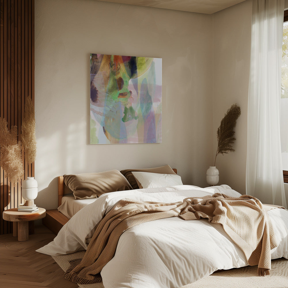 Doorschijnend abstract in gedempte tinten | Canvas