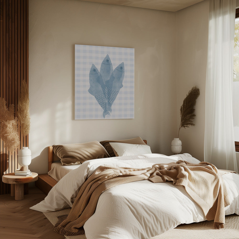 Drie blauwe vissen | Canvas