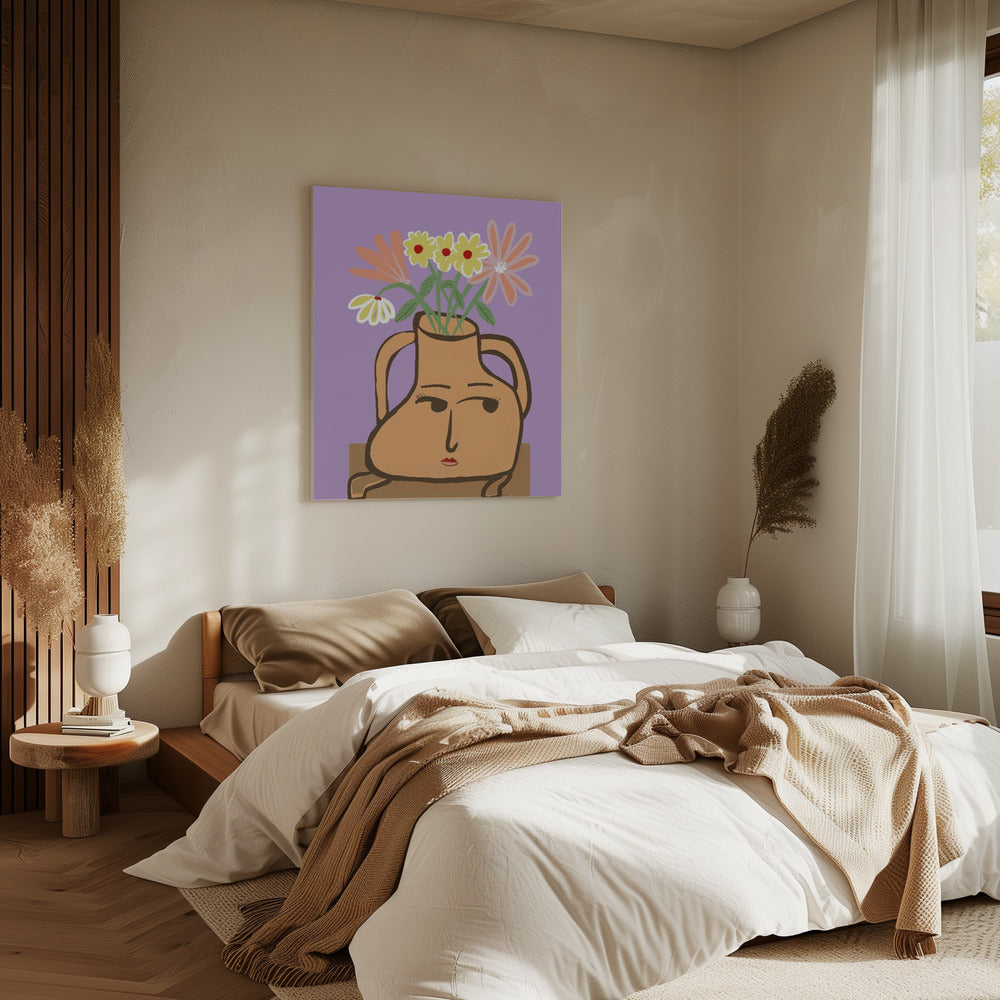 Lady vase with flowers | Canvas