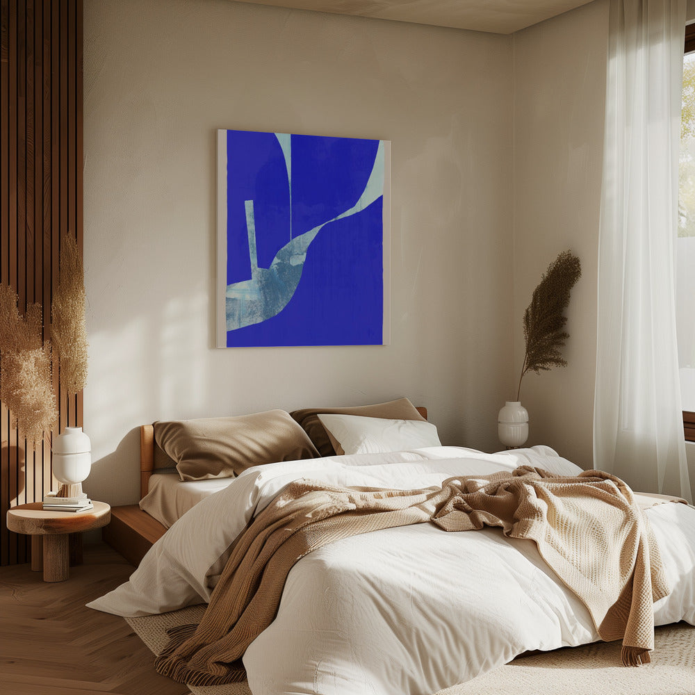 Blue Background With A Dynamic White Curve | Canvas