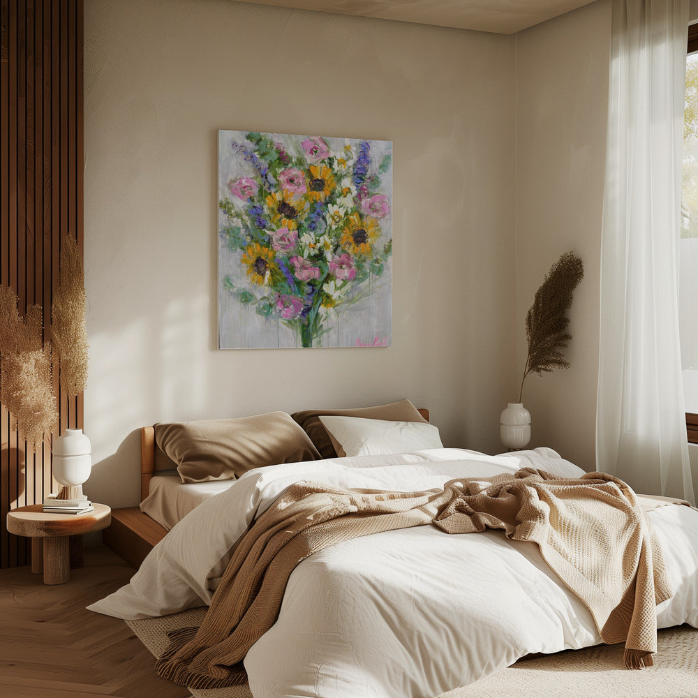 Levendige zonnebloemenboeket | Canvas