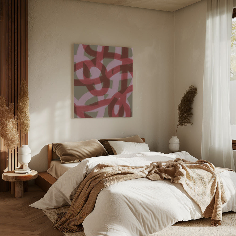 Verweven rode en roze lussen | Canvas