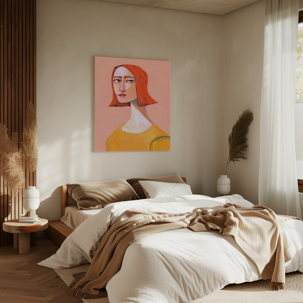 Roodharige dame met de look | Canvas