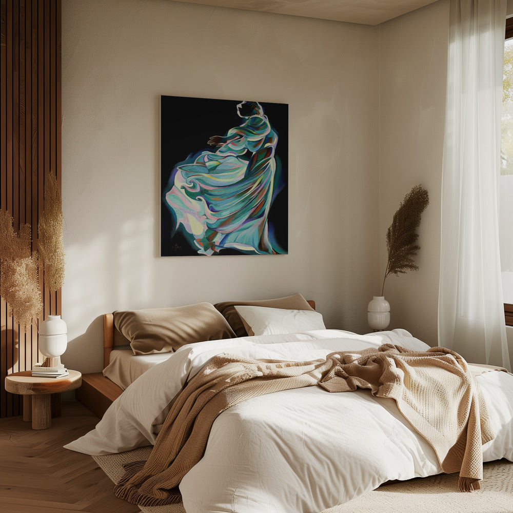 Abstracte afbeelding van een danser in beweging | Canvas