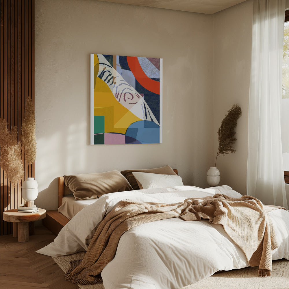 Levendige compositie van geometrische vormen | Canvas