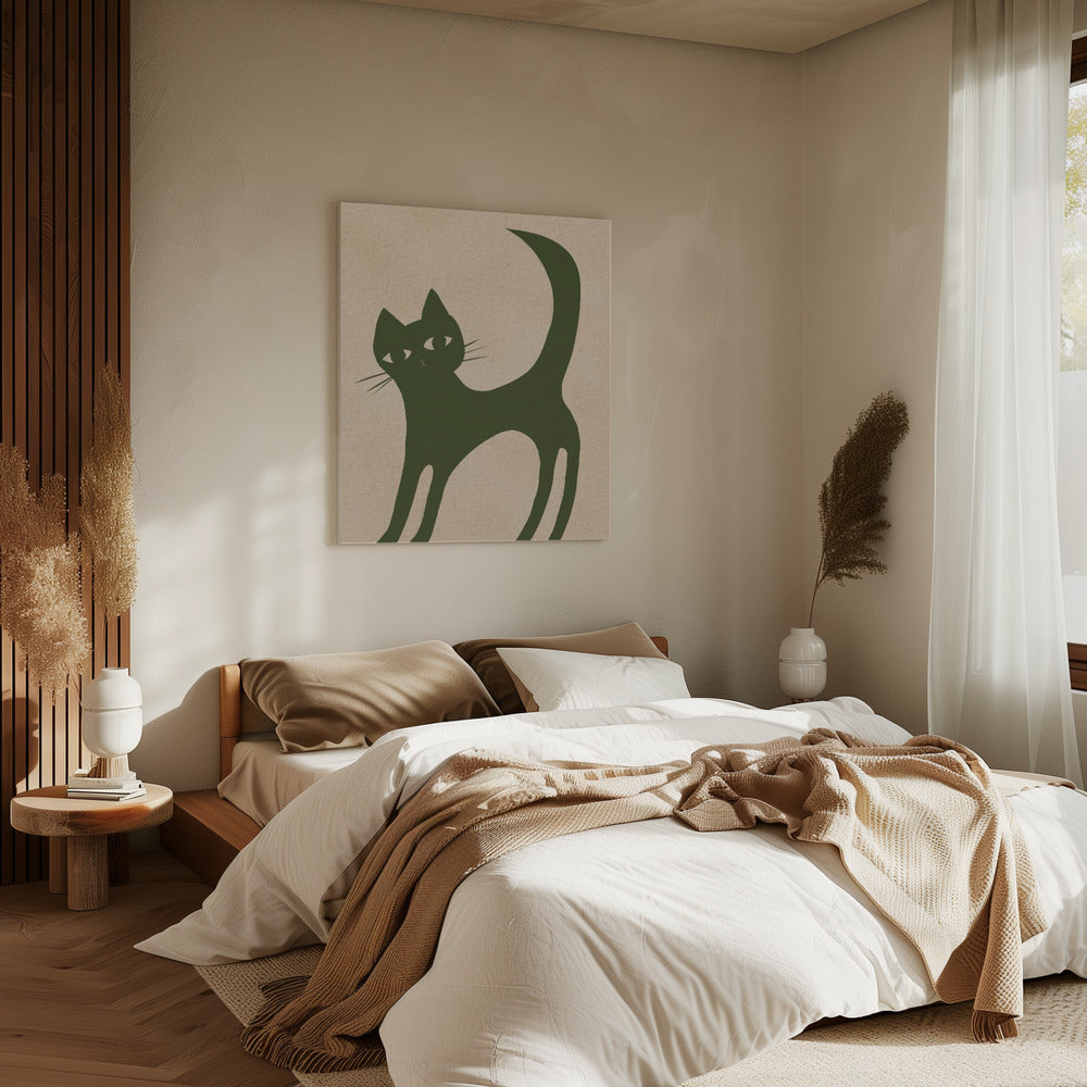 Groene kat | Canvas