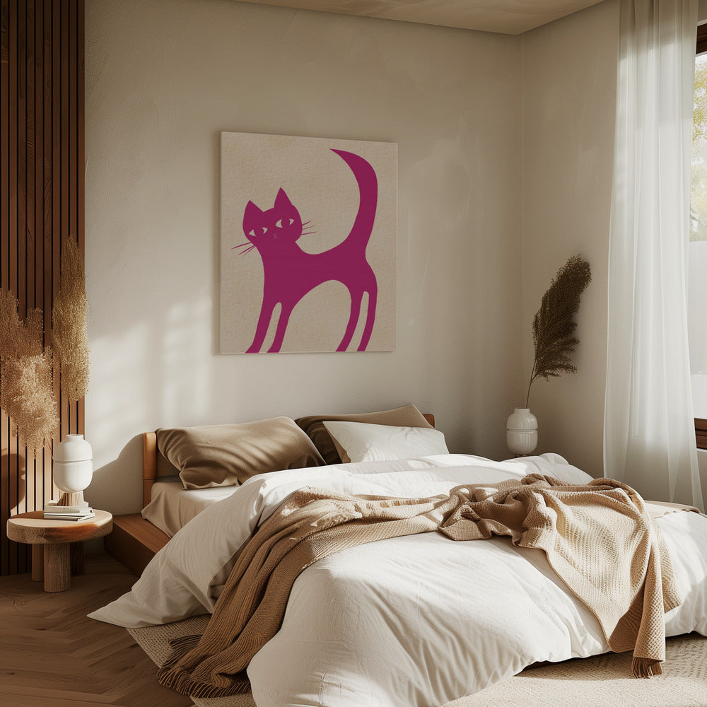 Roze kat | Canvas