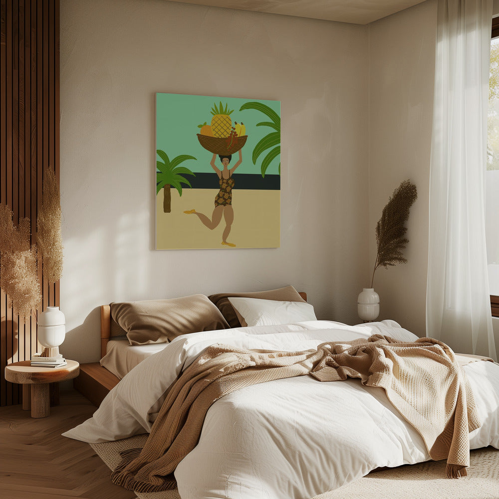Tropisch fruit op het strand | Canvas