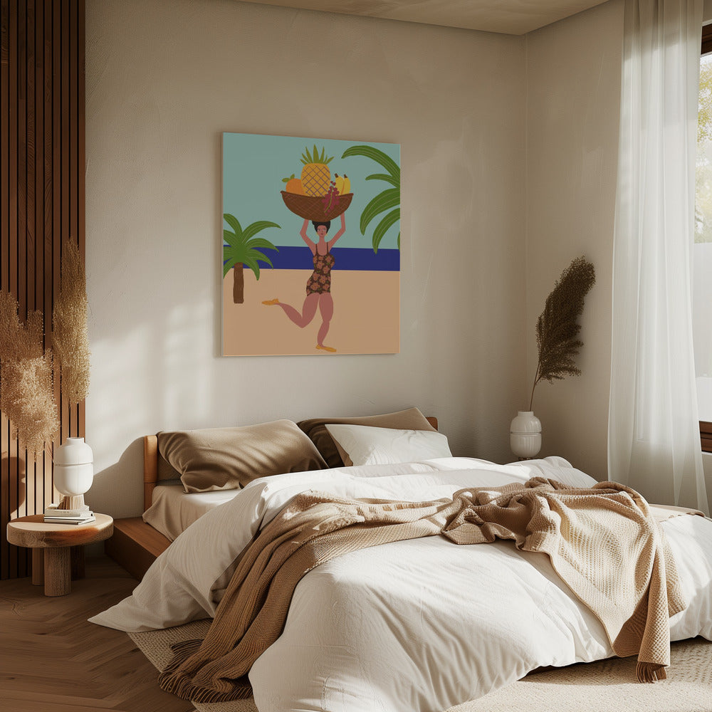 Tropisch fruit op het strand | Canvas